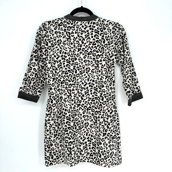 Womens Long Sleeve Tunic Top Mini Shirt Dress Size XS Leopard Boho Edgy Playful - Picture 3 of 7